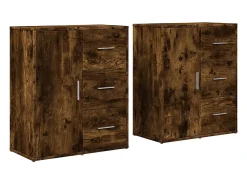 Aparador de madera de ingeniería 2 uds roble ahumado 60x31x70cm ES910021