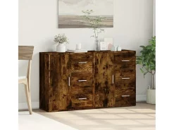 Aparador de madera de ingeniería 2 uds roble ahumado 60x31x70cm ES910021