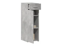 Aparador de madera de ingeniería gris hormigón 30x42,5x93 cm