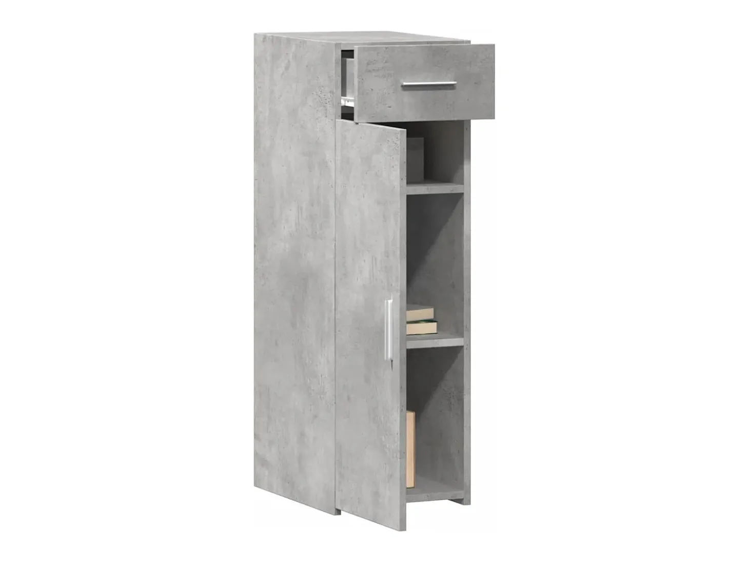 Aparador de madera de ingeniería gris hormigón 30x42,5x93 cm