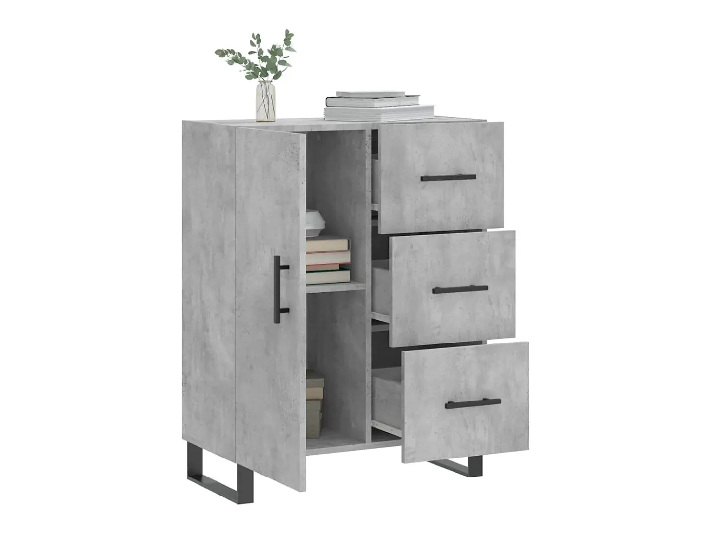 Aparador de madera de ingeniería gris hormigón 69,5x34x90 cm