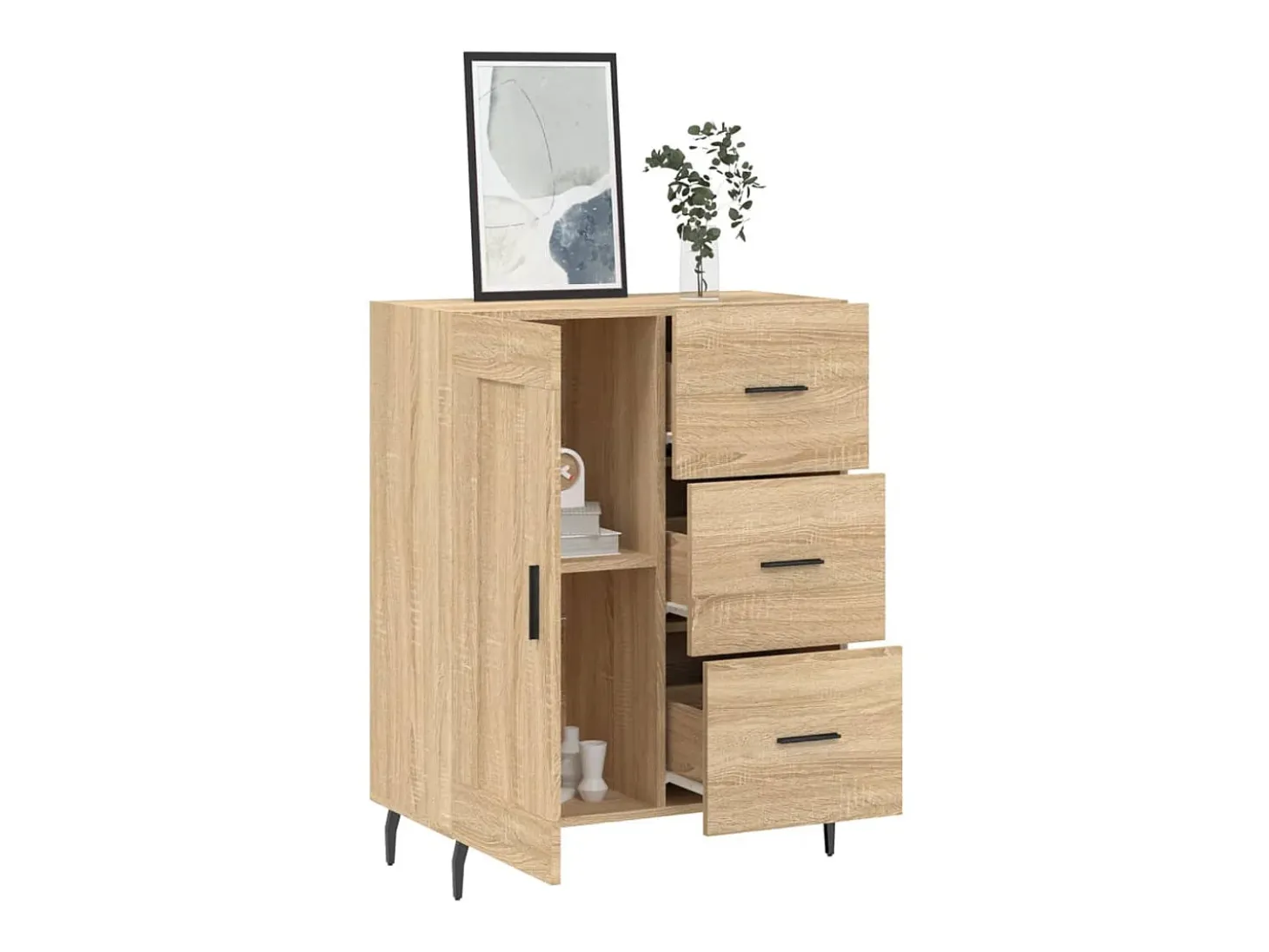 Aparador de madera de ingeniería roble Sonoma 69,5x34x90 cm ES77948
