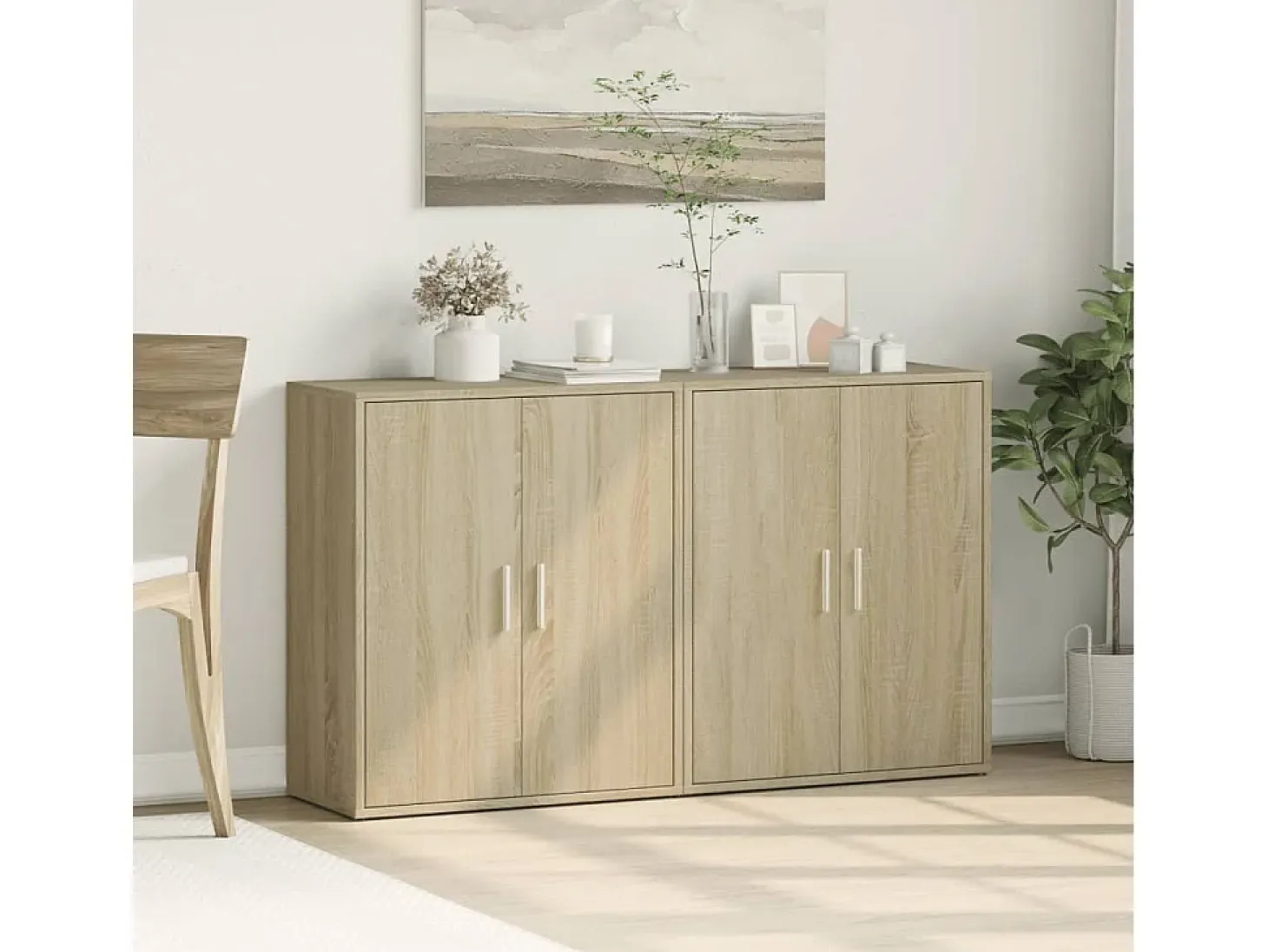 Aparador de madera de ingeniería 2 uds roble Sonoma 60x31x70 cm ES483068