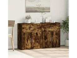 Aparador de madera de ingeniería 2 uds roble ahumado 60x31x70cm ES764695