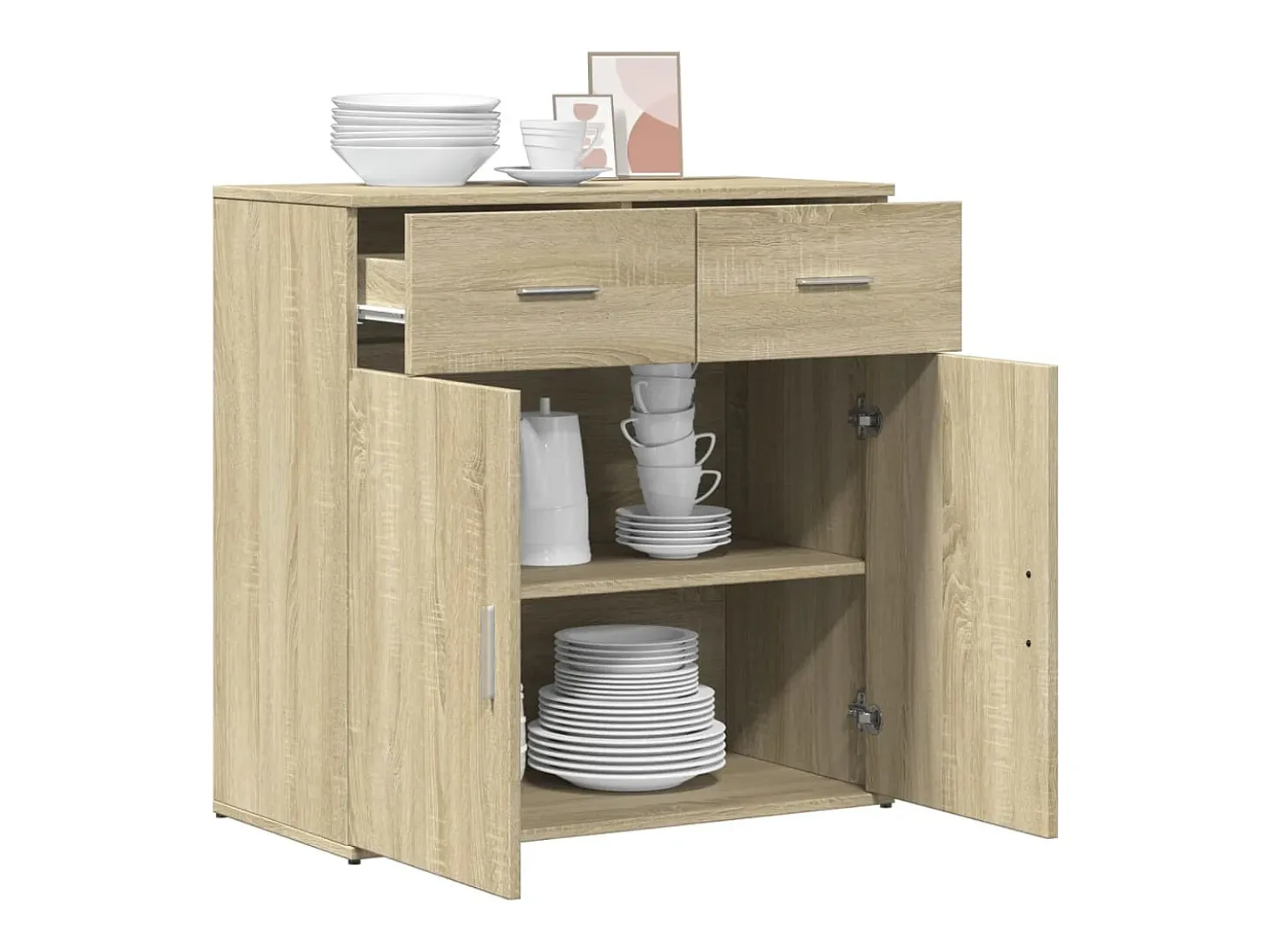 Aparador de madera de ingeniería roble Sonoma 79x38x80 cm ES728241