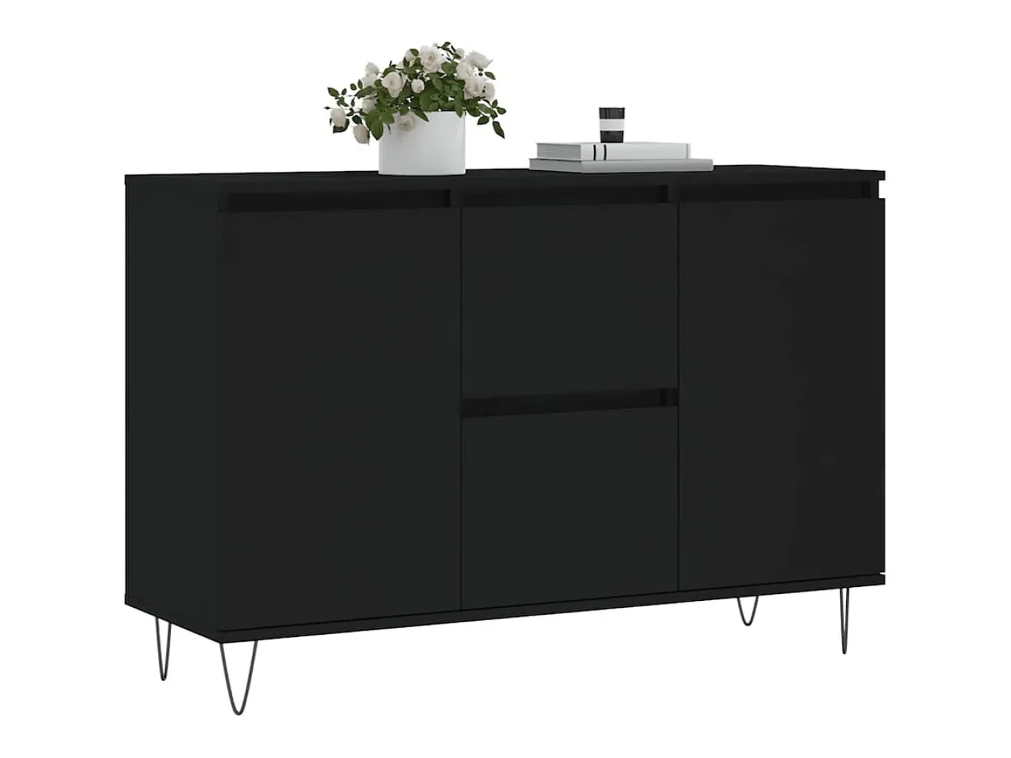 Aparador de madera de ingeniería negro 104x35x70 cm