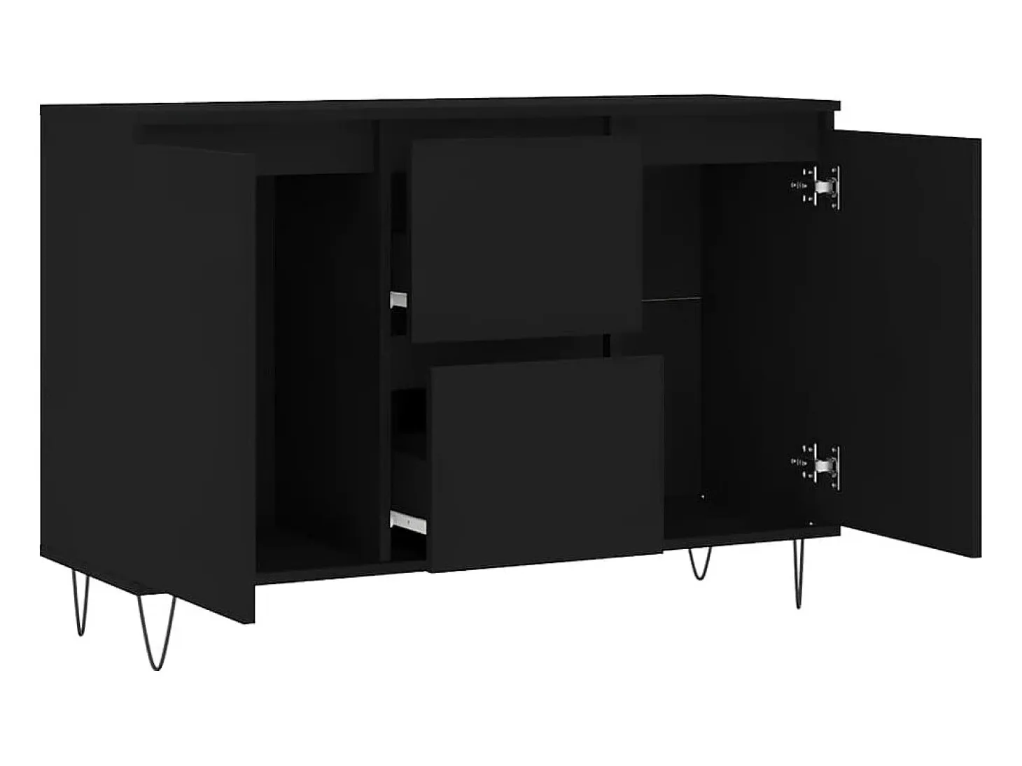 Aparador de madera de ingeniería negro 104x35x70 cm