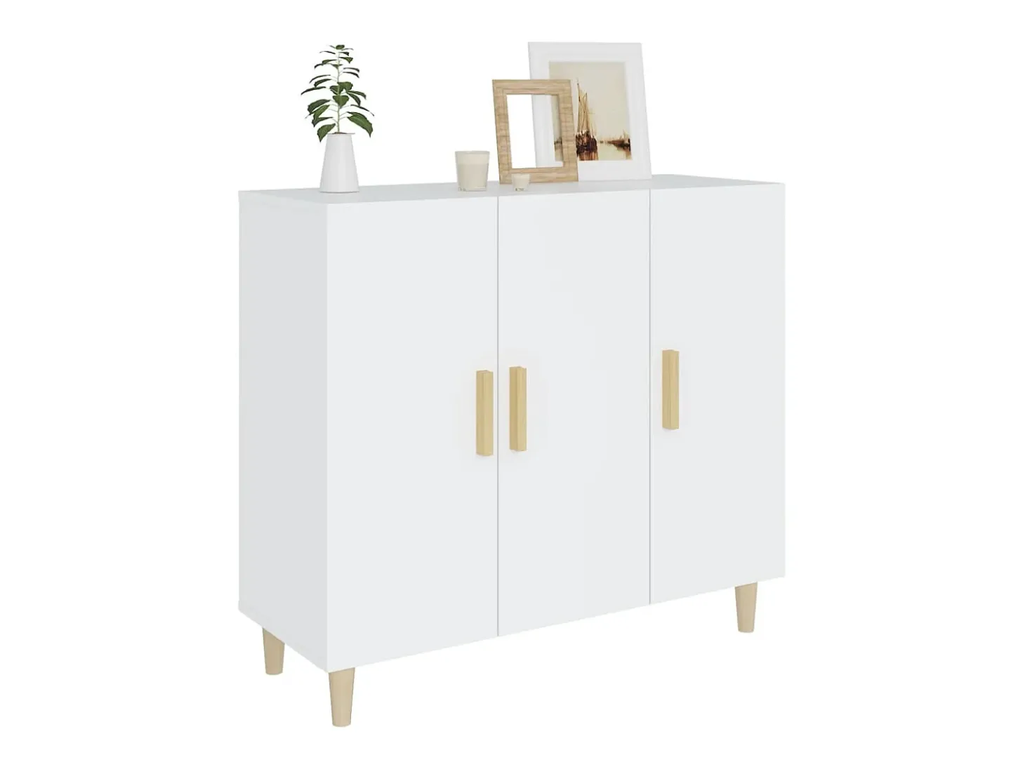 Aparador de madera de ingeniería blanco 90x34x80 cm