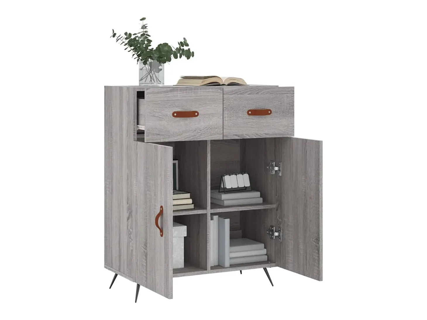 Aparador de madera de ingeniería gris Sonoma 69,5x34x90 cm