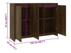 Aparador de madera de ingeniería roble ahumado 102x33x75 cm