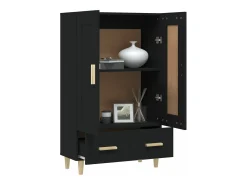 Aparador de madera de ingeniería negro 70x31x115 cm
