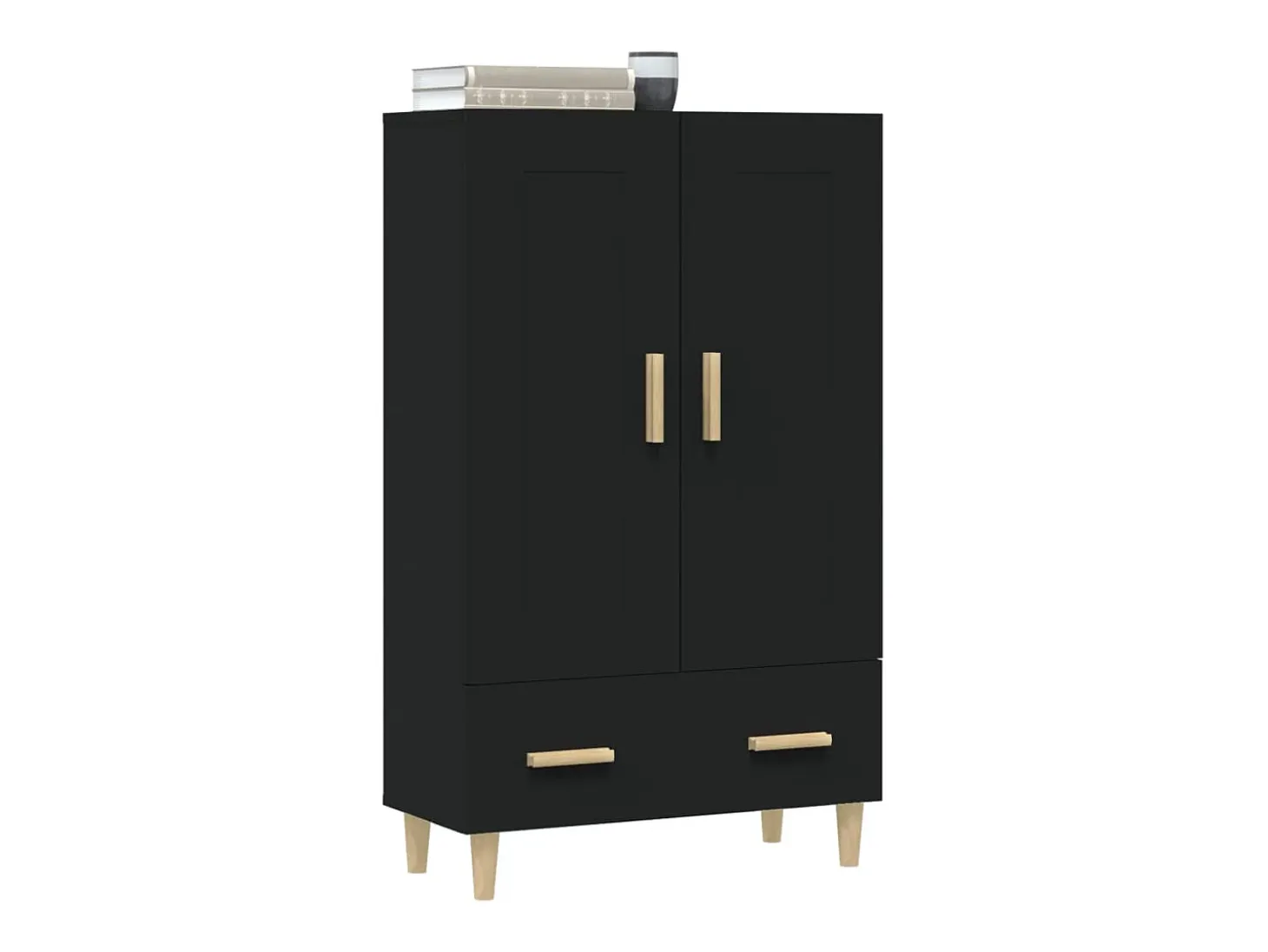 Aparador de madera de ingeniería negro 70x31x115 cm