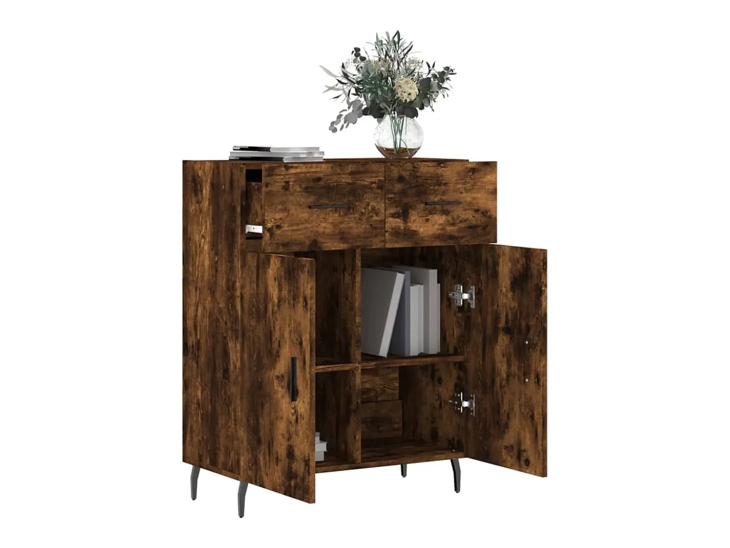Aparador de madera de ingeniería roble ahumado 69,5x34x90 cm
