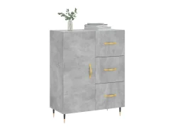 Aparador de madera de ingeniería gris hormigón 69,5x34x90 cm ES64524