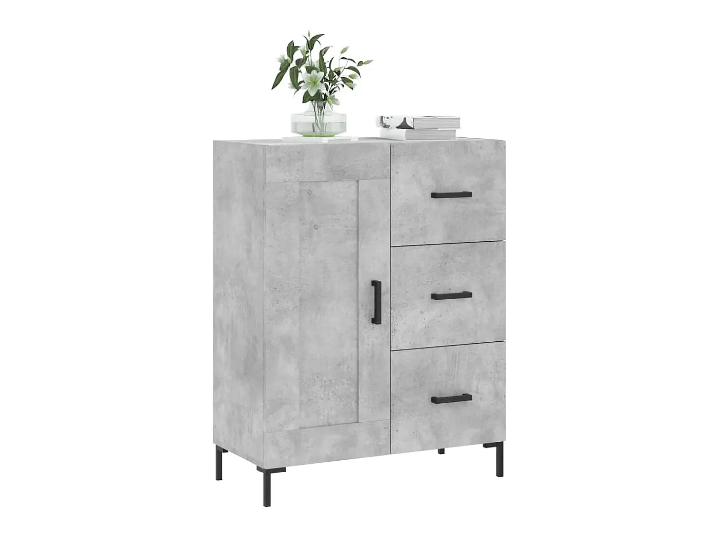 Aparador de madera de ingeniería gris hormigón 69,5x34x90 cm ES40748