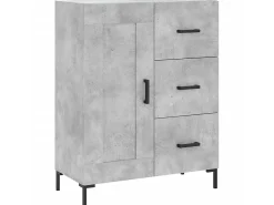 Aparador de madera de ingeniería gris hormigón 69,5x34x90 cm ES40748