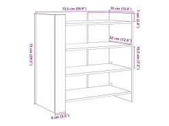 Aparador de madera de ingeniería blanco 73,5x35x75 cm