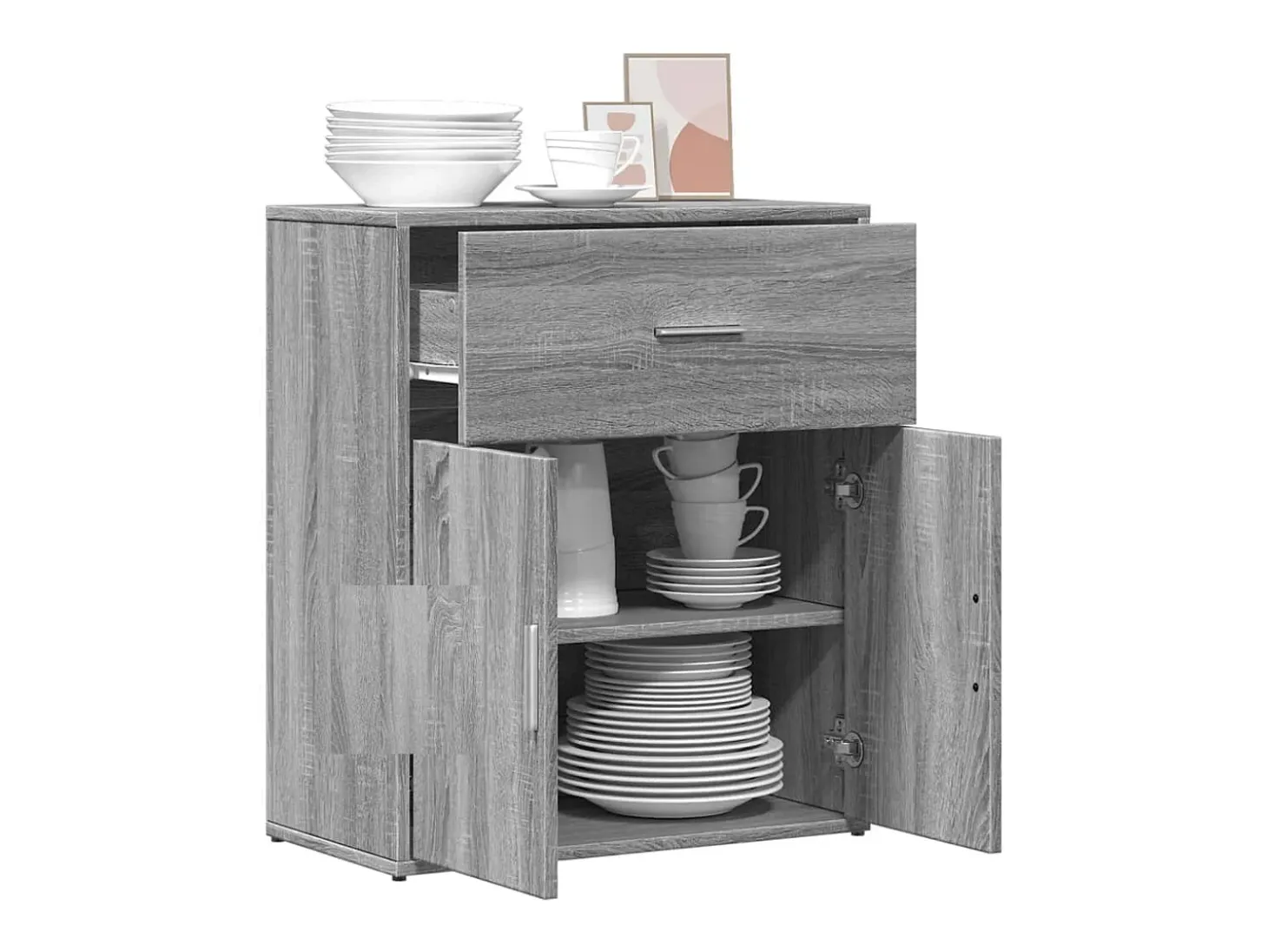 Aparador de madera de ingeniería gris Sonoma 60x31x70 cm ES816030