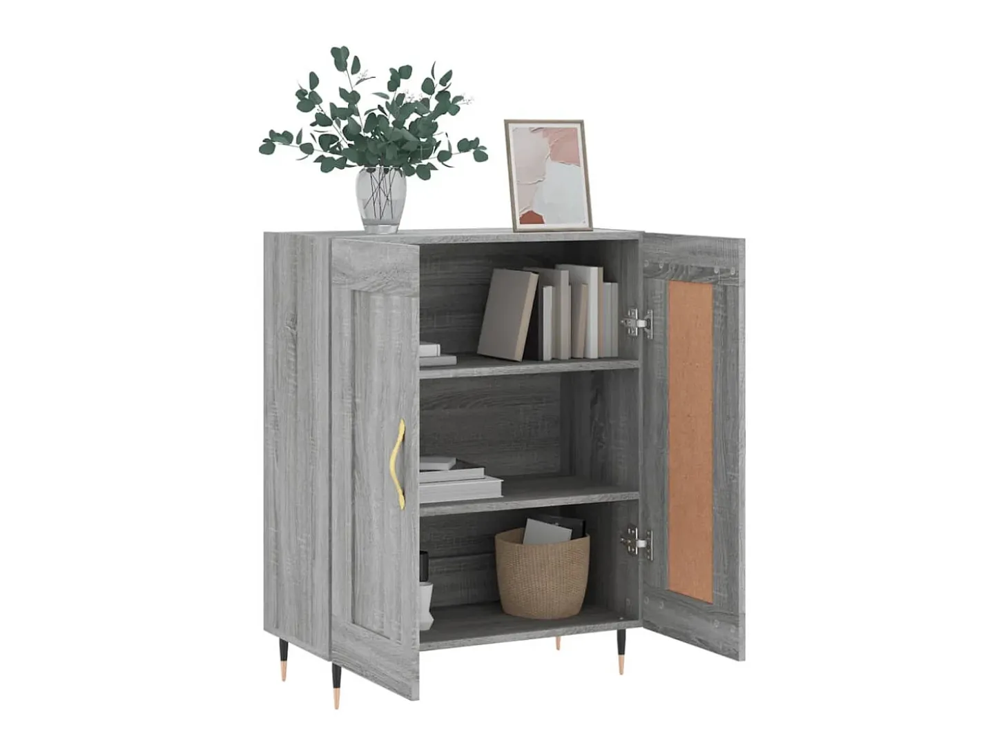 Aparador de madera de ingeniería gris Sonoma 69,5x34x90 cm ES41366