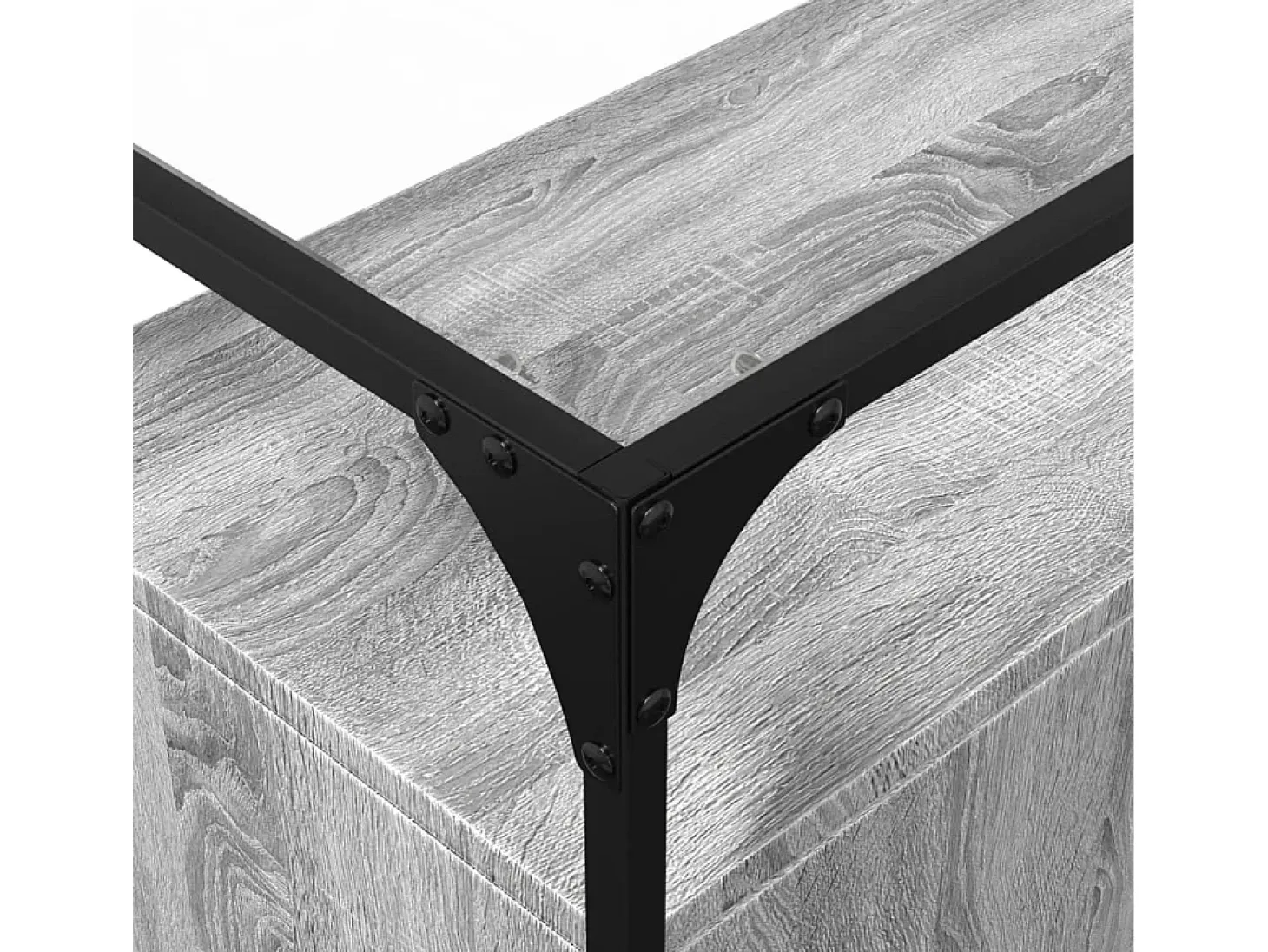 Aparador de madera de ingeniería con tapa de vidrio en color gris Sonoma