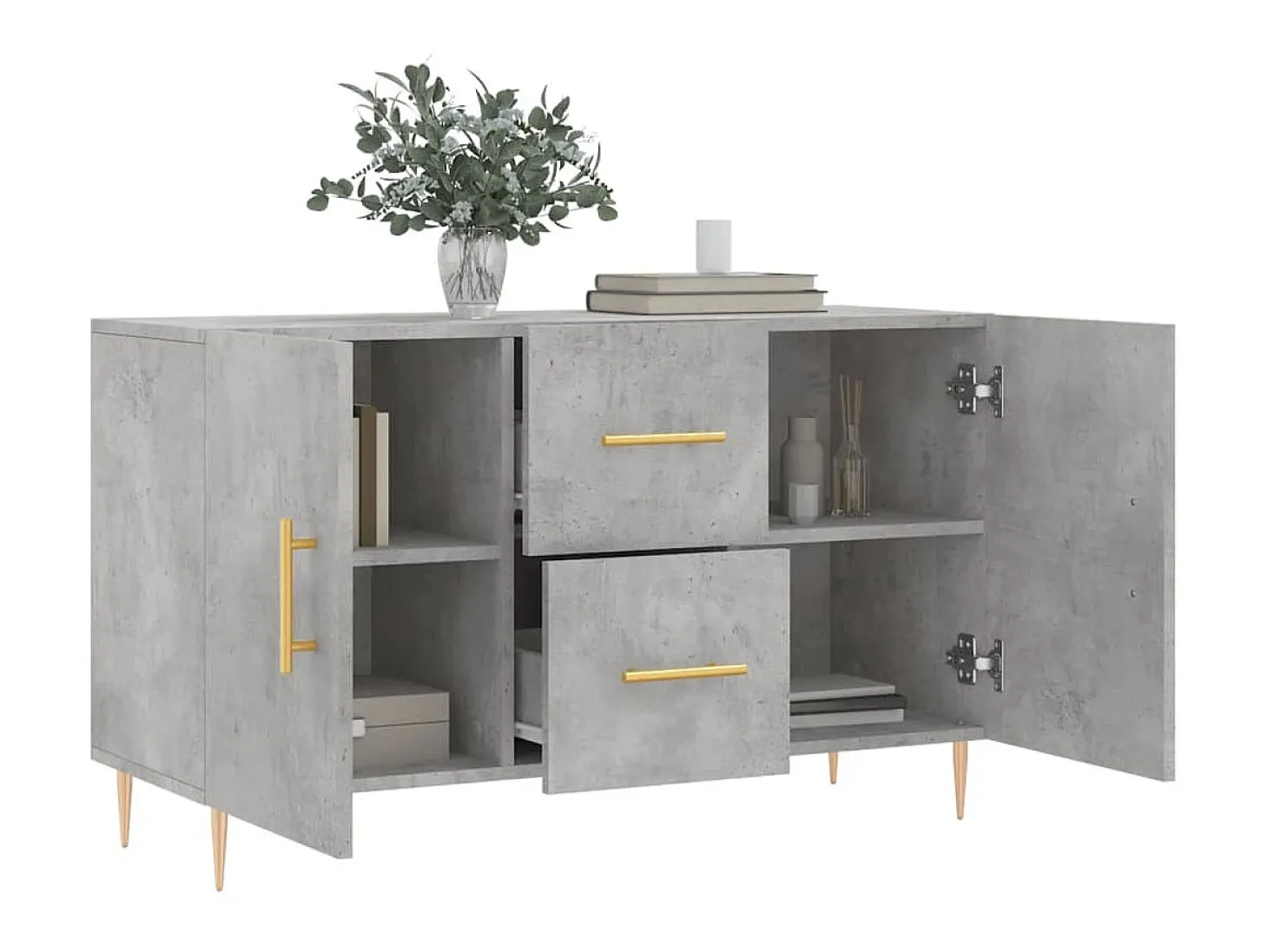 Aparador de madera de ingeniería gris hormigón 100x36x60 cm ES17145