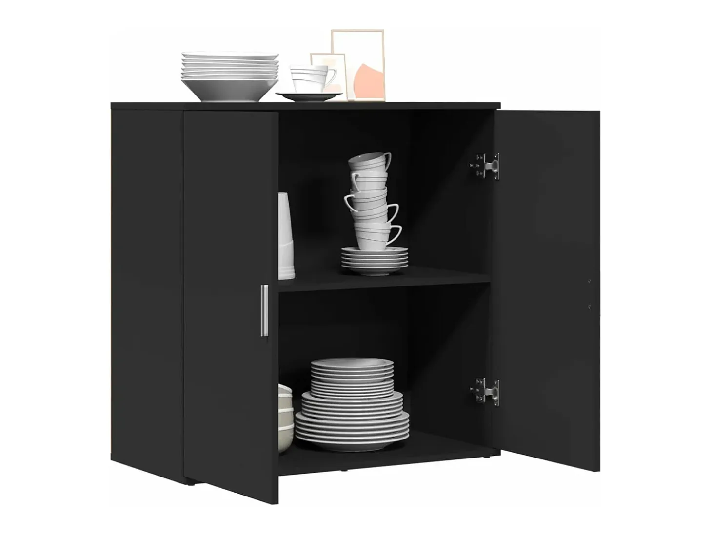 Aparador de madera de ingeniería negro 79x38x80 cm