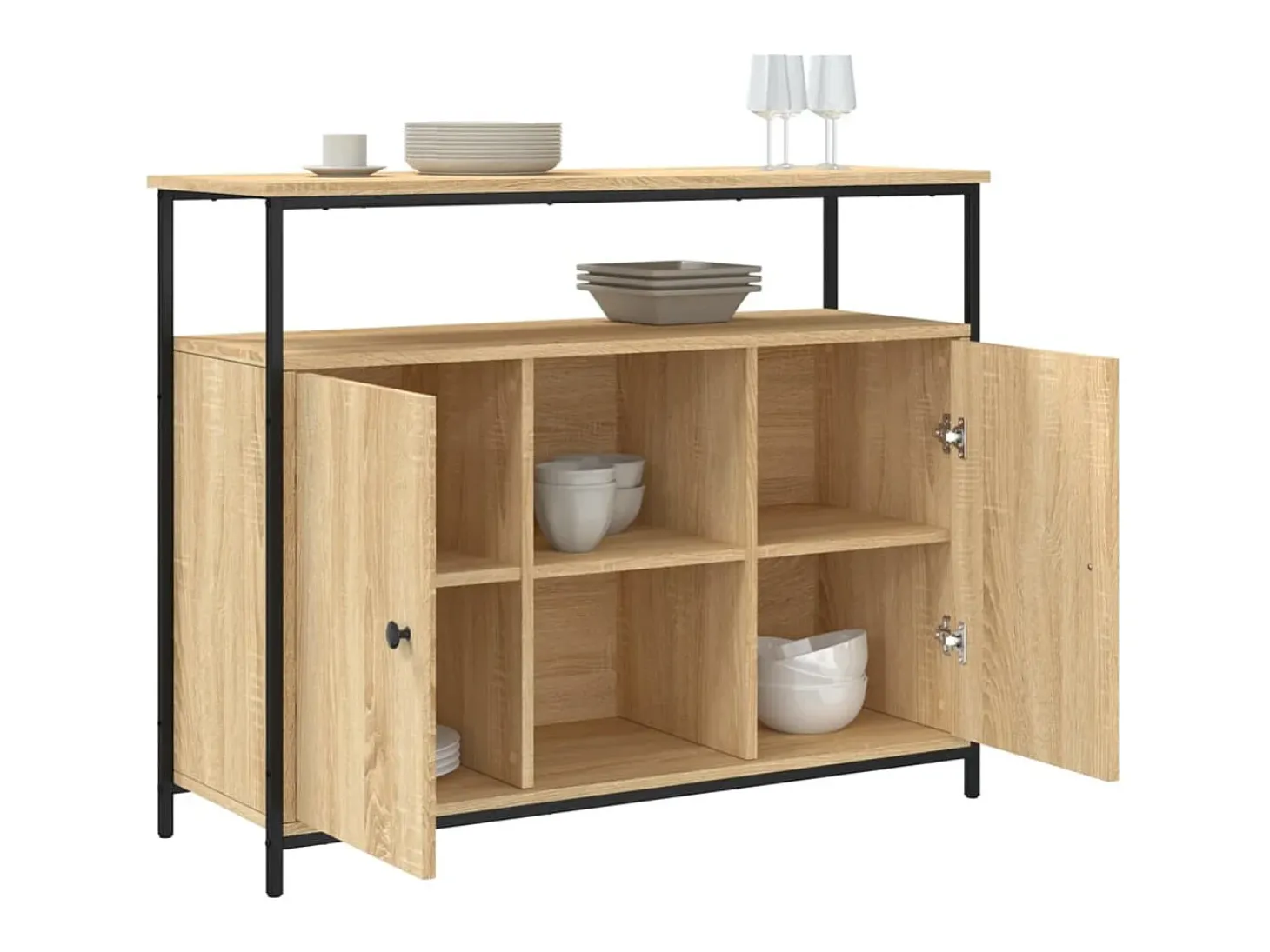 Aparador de madera de ingeniería roble Sonoma 100x35x80 cm ES82875