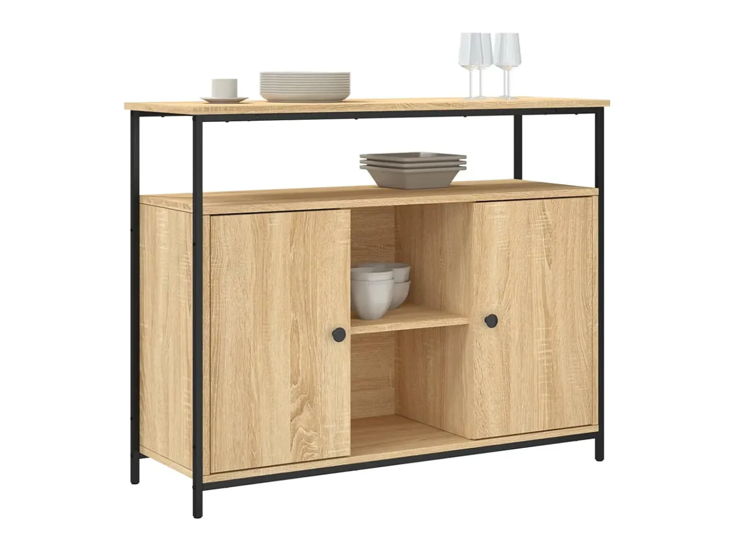 Aparador de madera de ingeniería roble Sonoma 100x35x80 cm ES82875