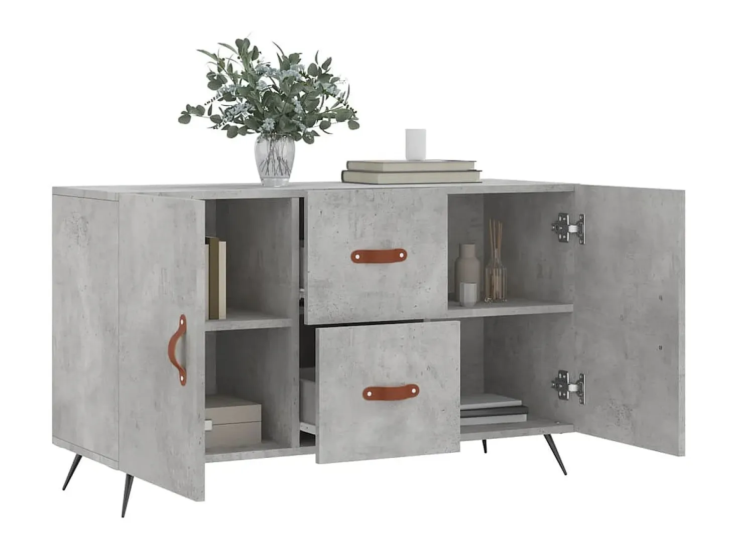 Aparador de madera de ingeniería gris hormigón 100x36x60 cm ES40658