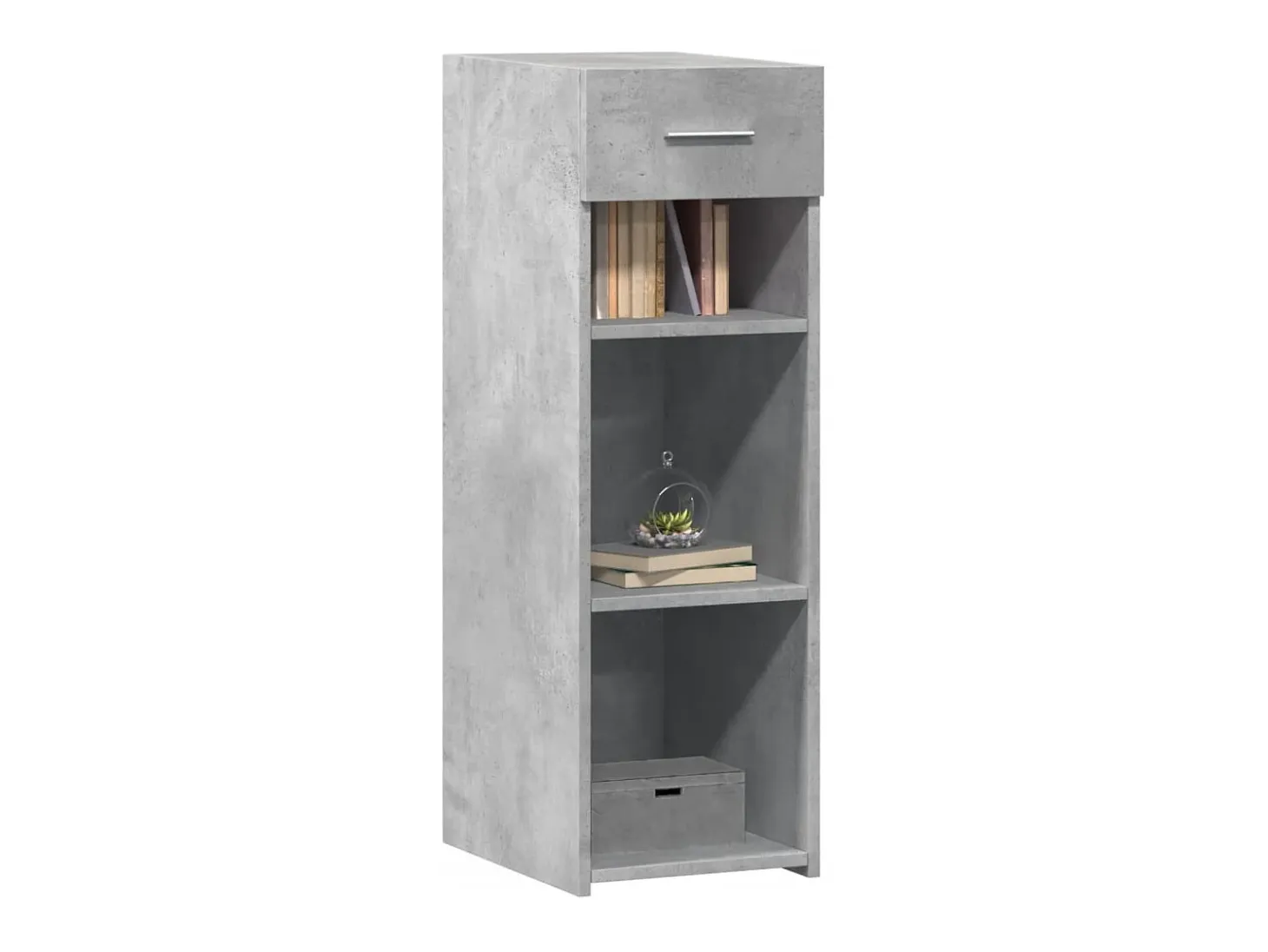 Aparador de madera de ingeniería gris hormigón 30x42,5x93 cm