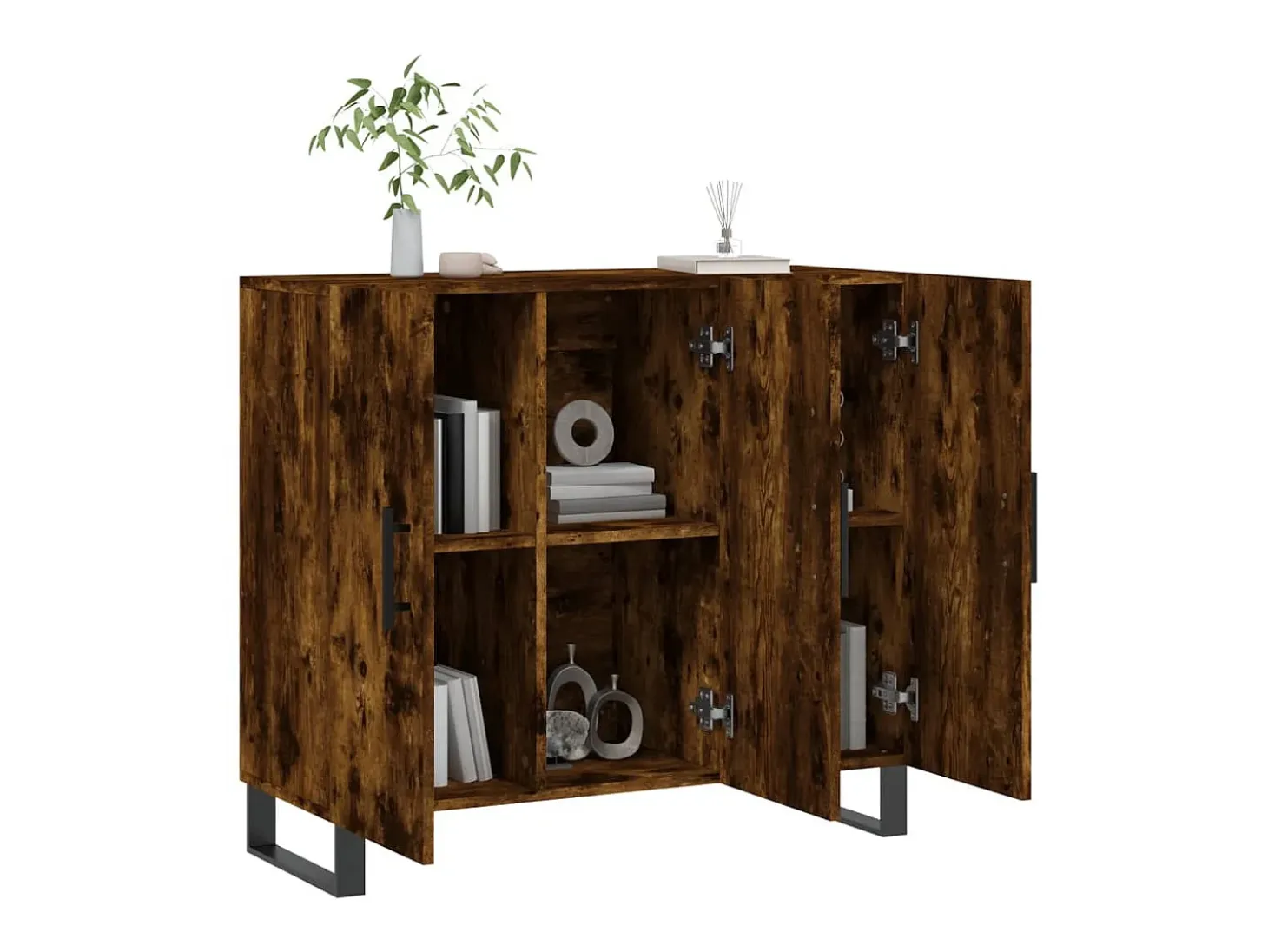 Aparador de madera de ingeniería roble ahumado 90x34x80 cm ES75363