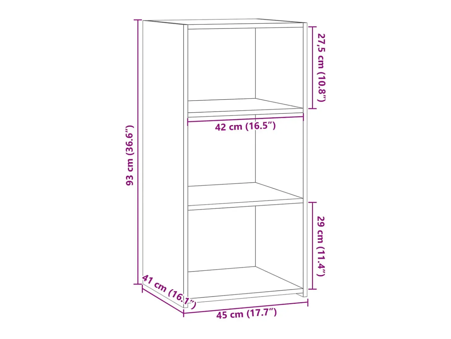 Aparador de madera de ingeniería gris hormigón 45x41x93 cm