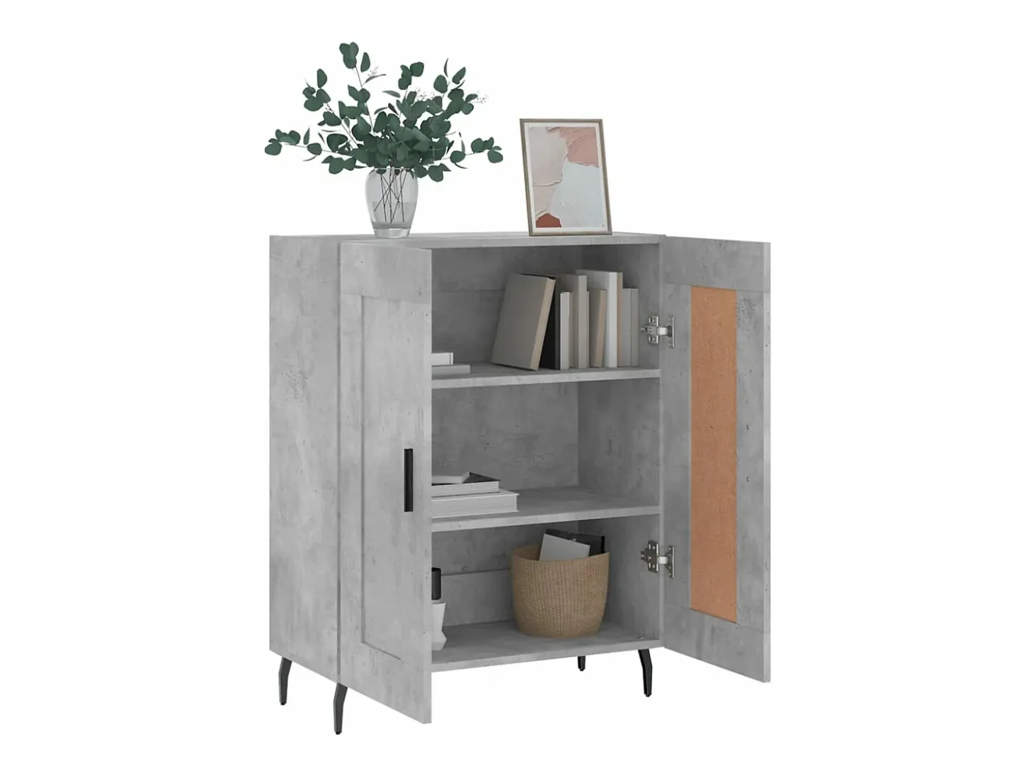 Aparador de madera de ingeniería gris hormigón 69,5x34x90 cm