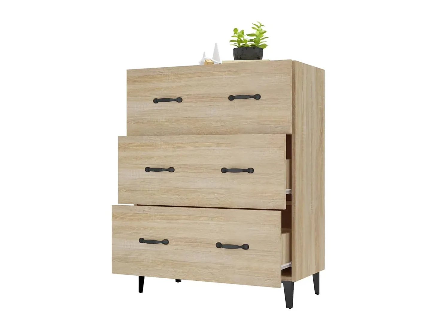 Aparador de madera de ingeniería roble Sonoma 69,5x34x90 cm ES48876