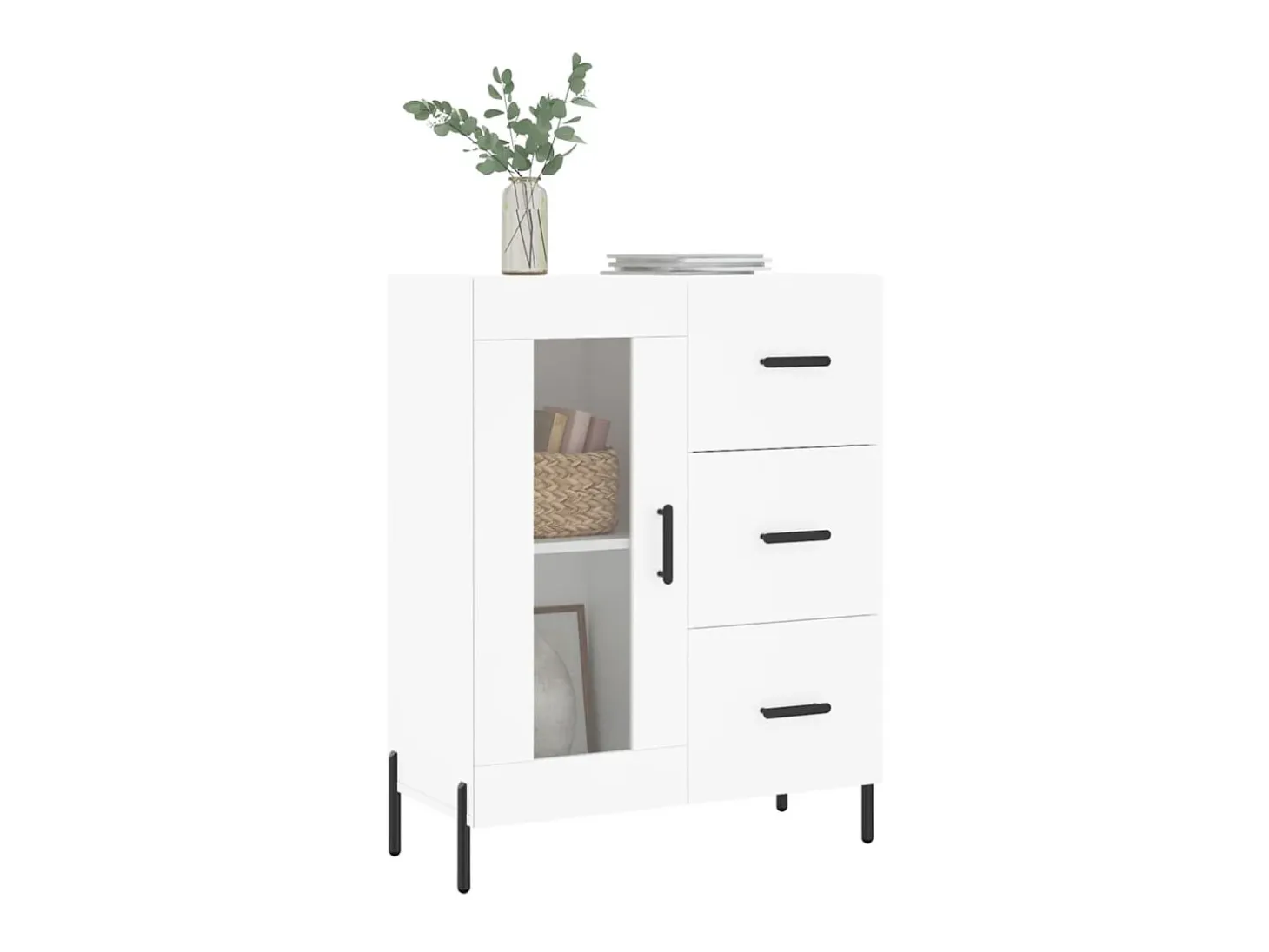 Aparador de madera de ingeniería blanco 69,5x34x90 cm ES63694