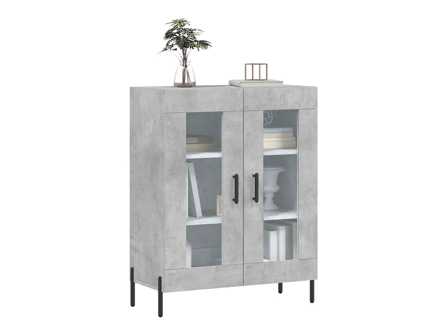 Aparador de madera de ingeniería gris hormigón 69,5x34x90 cm