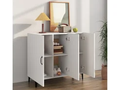 Aparador de madera de ingeniería blanco 90x34x80 cm ES72604