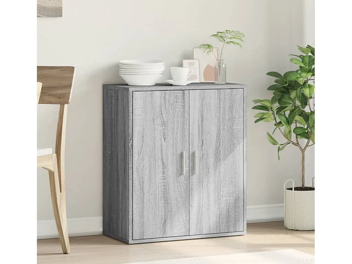 Aparador de madera de ingeniería gris Sonoma 79x38x80 cm