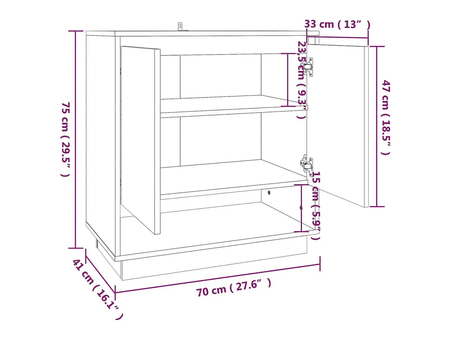 Aparador de madera de ingeniería roble ahumado 70x41x75 cm