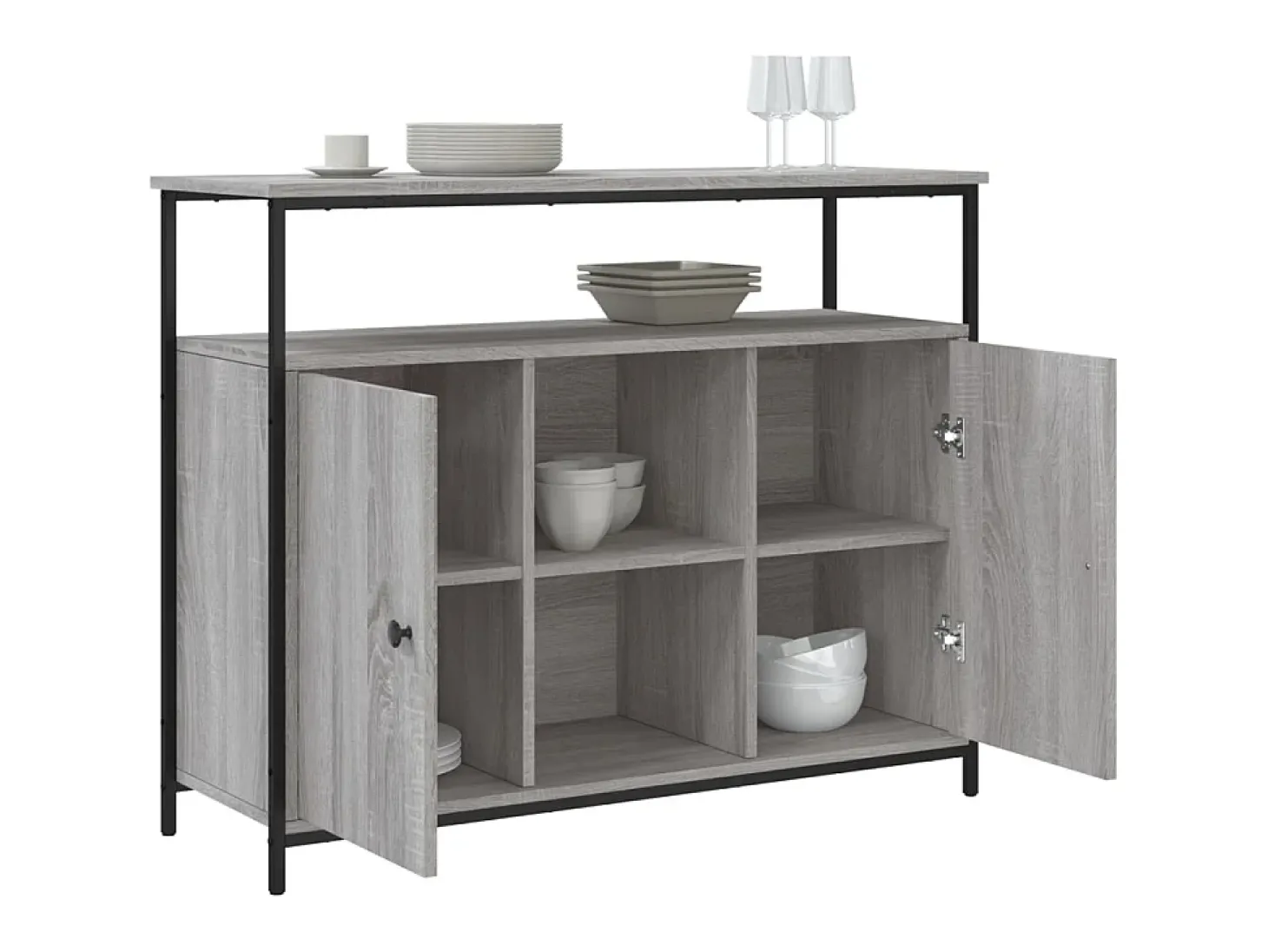 Aparador de madera de ingeniería gris Sonoma 100x35x80 cm ES56505