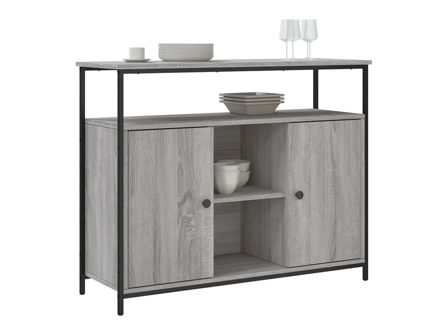 Aparador de madera de ingeniería gris Sonoma 100x35x80 cm ES56505