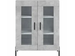 Aparador de madera de ingeniería gris hormigón 69,5x34x90 cm ES19726