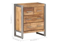 Aparador de madera de mango rugosa 60x35x70 cm