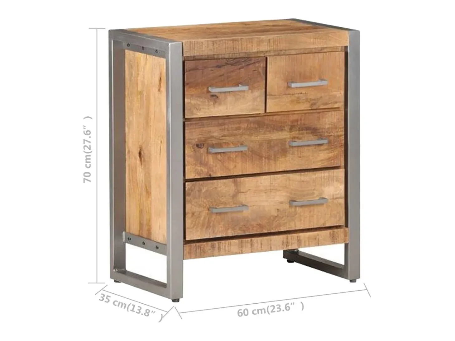 Aparador de madera de mango rugosa 60x35x70 cm