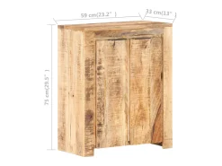 Aparador de madera de mango rugosa 59x33x75 cm
