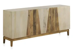 Aparador de madera de mango en color blanco patinado con patas de madera
