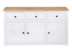 Aparador de madera de pino estilo Panamá blanco 135x40x80 cm