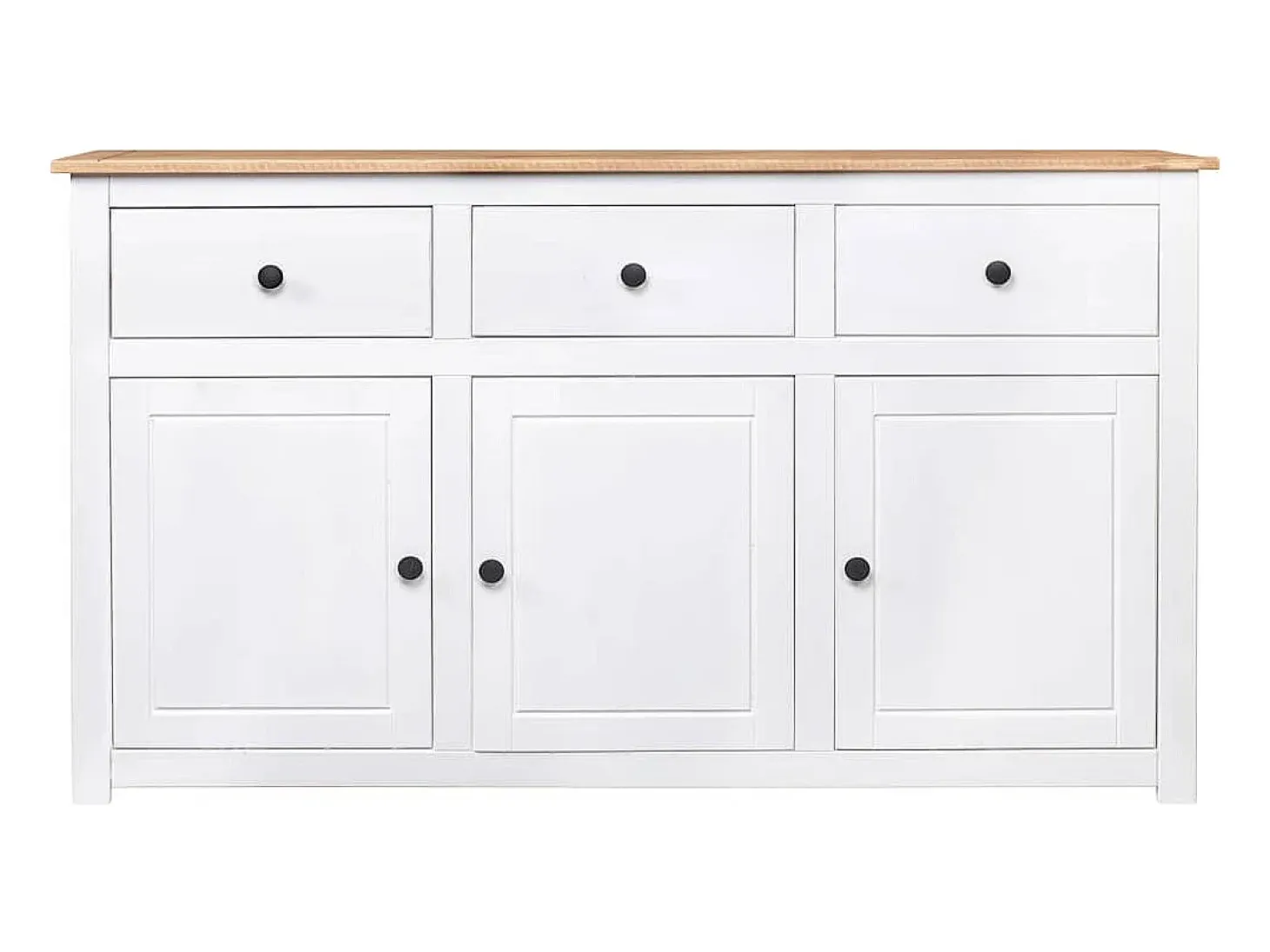 Aparador de madera de pino estilo Panamá blanco 135x40x80 cm