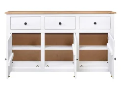 Aparador de madera de pino estilo Panamá blanco 135x40x80 cm