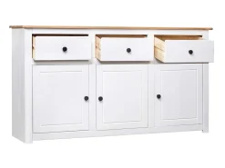 Aparador de madera de pino estilo Panamá blanco 135x40x80 cm ES67104